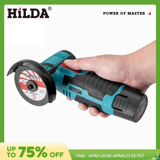 HILDA 12v Mini Angle Grinder Rechargeable Grinding Tool Polishing Grinding Machine For Cutting Diamond Cordless Power Tools [TPT]