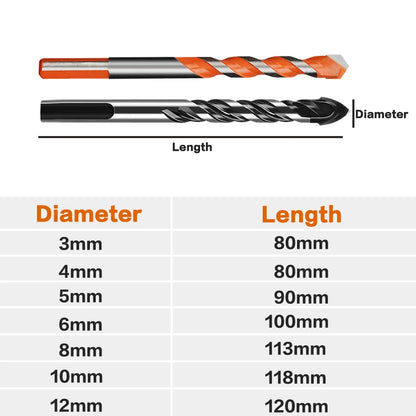 3-12mm Multifunctional Glass Metal Tile Drill Bit Triangle Diamond Drill Set Ceramic Concrete Brick Wood Punching Hole Saw Drill [TPT]