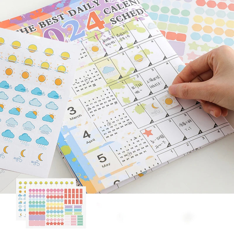 2024 Wall Hanging Calendar Kawaii Yearly Planner Sheet Memo Pad To Do List Agenda Schedule Organizer Check List Home Office [OFF]