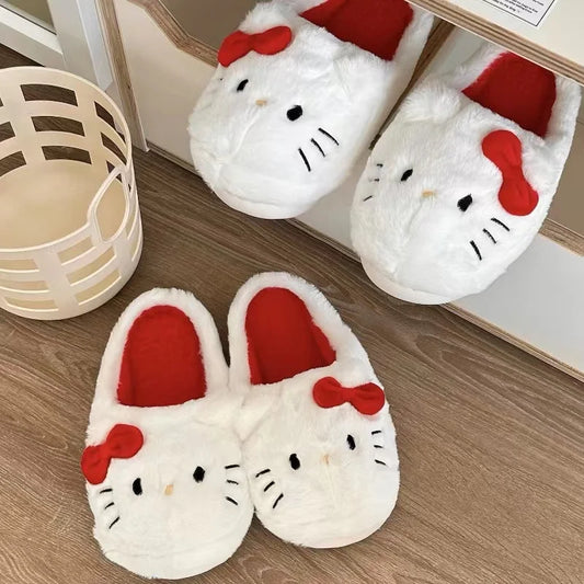 Sanrio Plush Slippers Hello Kittys Kawaii Cute Student Autumn Winter Bedroom Soft Padded Plush Bedroom Aldult Shoes Girls Xmas [SHO]