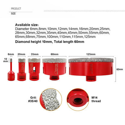 SHDIATOOL 1pc Diamond Drilling Core Bits M14 Thread Porcelain Tile Stoneware Crowns Drill Crowns Marble Stone Masonry Hole Saw [PTO]