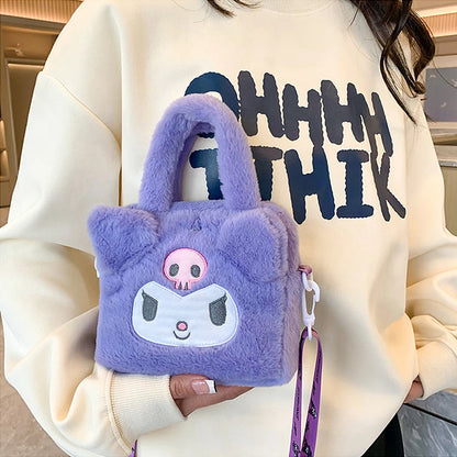 Sanrio Bag Kawaii Kuromi Cinnamoroll My Melody Cartoon Anime Plush Handbag Cosmetic Bag Travel Storage Bag Women Girl Gifts [CSM]