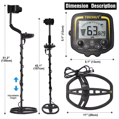 TX-850 Metal Detector Underground Professional Depth 2.5m Scanner Search Finder Gold Detector Treasure Hunter Pinpointer 11inch [MTL]