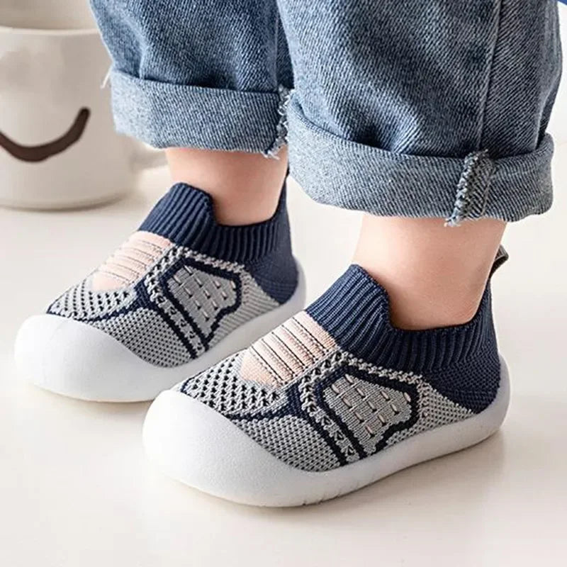 Baby Shoes Anti-slip Breathable Infant Crib Floor Socks with Rubber Sole for Children Girls Boys Mesh Shoes Soft Bottom Slippers [SOX]