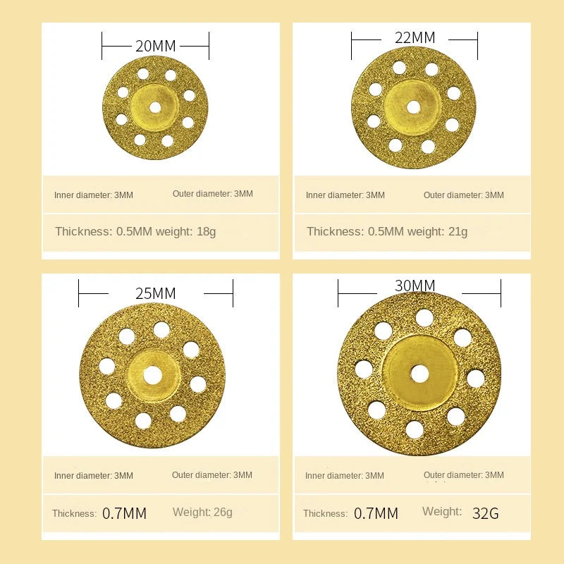 10pcs Diamond Cutting Disc Saw Blade Glass Metal Ceramic Gemstone Cut Off Wheel Dremel Drill Rotary Tool with Connecting Shank [TPT]