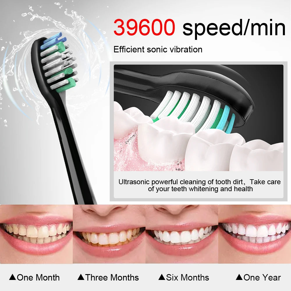 Electric Sonic Toothbrush 8 Brush Heads Smart Ultrasonic Dental Teeth Whitening Rechargeable Adult Tooth Brush Sarmocare S100 [DEN]