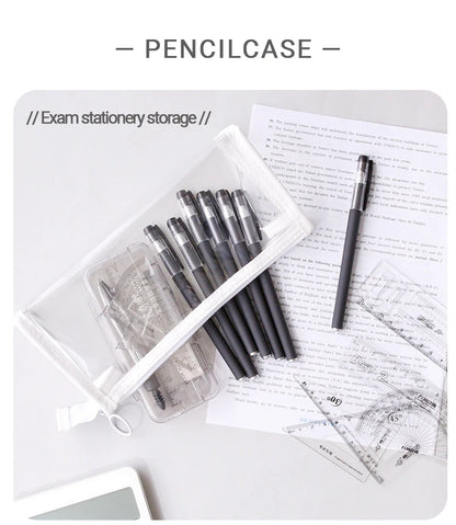 Transparent Pencil Case Large Capacity Simple Pen Bag Kawaii Cosmetic Bag School Study Stationery Office Supplies [CSM]