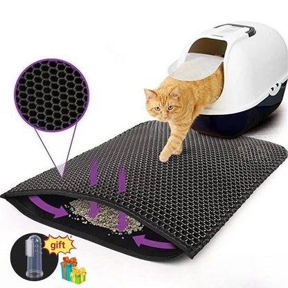 Non-slip Cat Litter Mat With Gift Waterproof Double Layer Pet Litter Box Mat Sand Cat Pad Bed Mat Clean Pad Cat Accessories [PET]