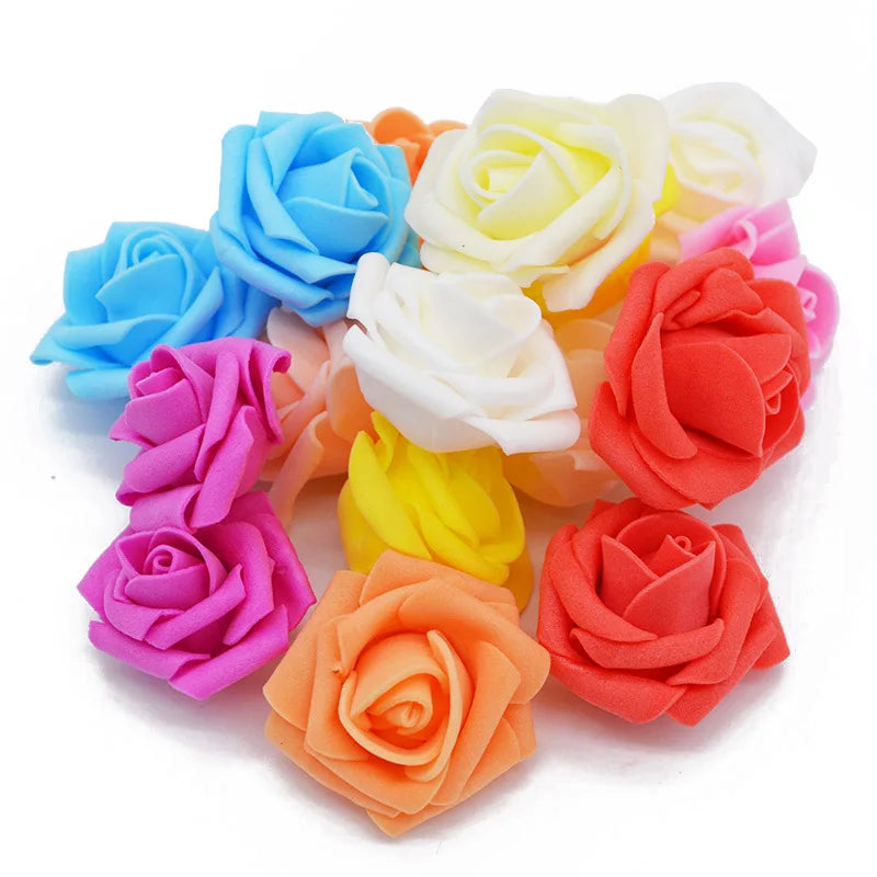 50Pcs 4cm Rose Heads Foam Artificial Flower Decoration for Home Fake Flower Head Wedding Bridal Showe Baby Shower Backdrop Decor [FLW]