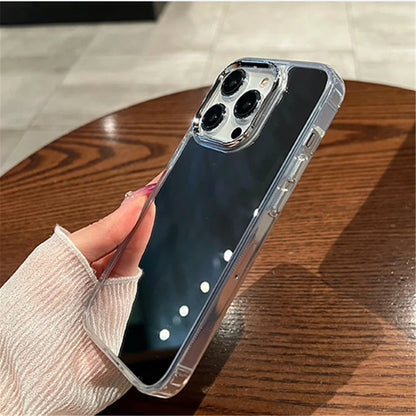 Luxury Plating Make Up Mirror Phone Case For iPhone 11 12 13 14 15 Pro Max Mini XR X XS 8 7Plus SE Hard Acrylic Shockproof Cover [PHC]