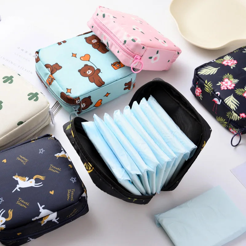 Sanitary Napkin Storage Bag Portable Cosmetic Lipstick Storage Bag Travel Earphone Coin Organizer Pouch Bags Cute Girl Bags Gift [CSM]