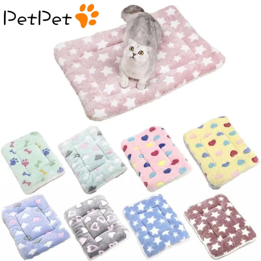 Soft Cat Bed Mats Short Plush Pet Sleeping Bed Mats for Cats Small Dogs Cute Pet Pad Blanket Warm Kitten Cushion Cat Accessories [PET]