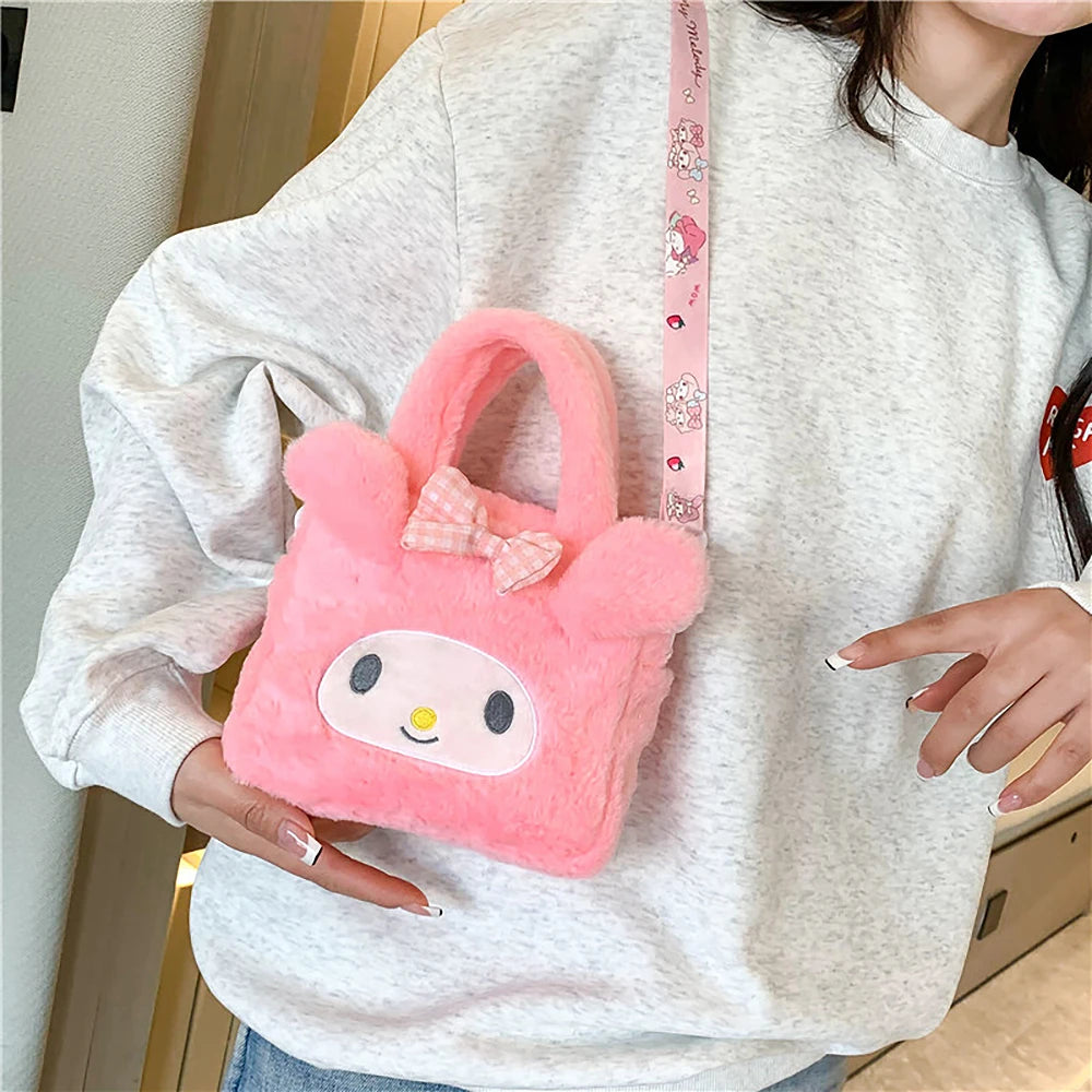 Sanrio Bag Kawaii Kuromi Cinnamoroll My Melody Cartoon Anime Plush Handbag Cosmetic Bag Travel Storage Bag Women Girl Gifts [CSM]