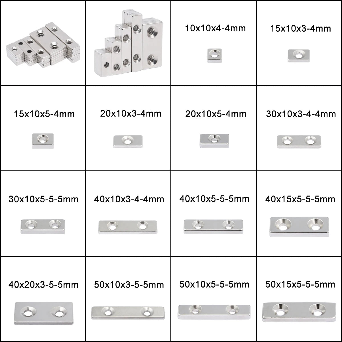 Strong Block Neodymium Magnets with Countersunk Hole N35 NdFeB Powerful Permanent Magnetic Square Rectangle Fridge Magnet [MAG]