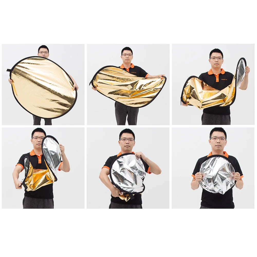 Godox 5 in 1  80cm 110cm 100x150cm 150x200cm  Portable Photography Reflector Board Collapsible for Studio Photography Reflector [PHO]