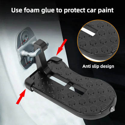 Foldable Car Roof Rack Step Car Door Step Universal Latch Hook Auxiliary Walking Car Foot Pedal Aluminium Alloy Safety Hammer [CAR]