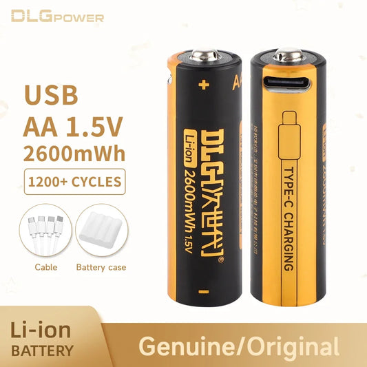 DLGPOWER 4/8/10PC AA 2600mWh Lithium Battery USB 1.5V 2A Li-Ion Rechargeable Battery for Massager Smoke Detector Metal Intercom [MTL]