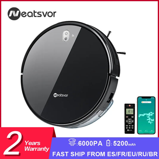 NEATSVOR x520 Robot Vacuum Cleaner 6000pa 5200 MAh Regular Automatic Charging For Sweeping and Mopping Smart Home [HAP]