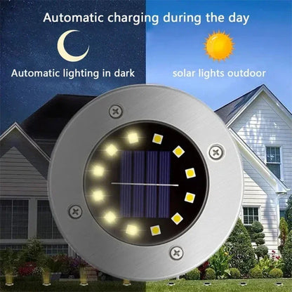 8/20LED Solar Power Disk Light Outdoor Garden Solar Underground Light Deck Light Spotlight Buried Solar Led Lamp Garden Decor [SLG]