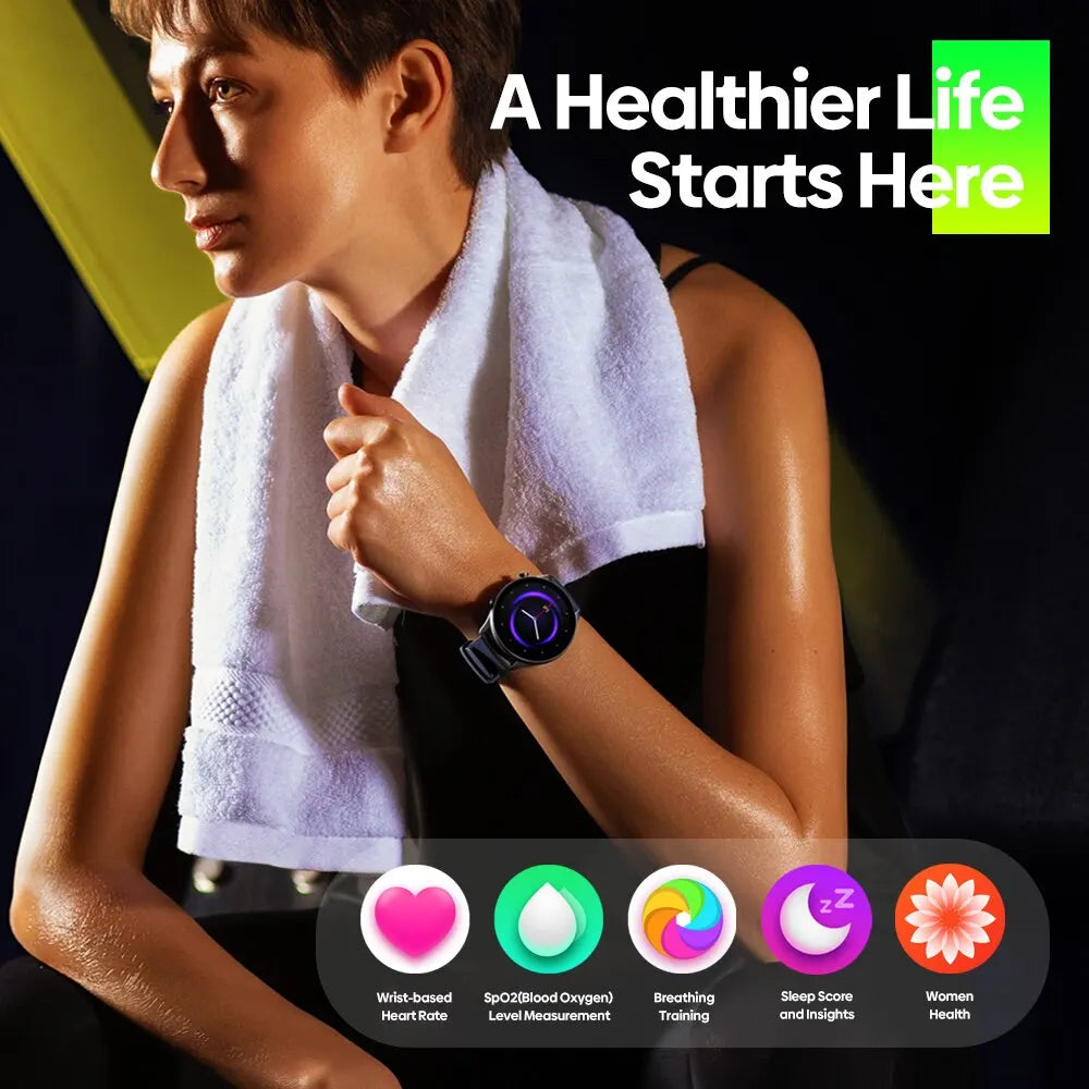 New Zeblaze Btalk 2 Lite Voice Calling Smart Watch Large 1.39 HD Display 24H Health Monitor 100 Workout Modes for Men [SWH]