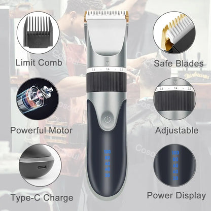 Hair Clipper Electric Barber Hair Trimmers For Men Adults Kids Cordless Rechargeable Hair Cutter Machine Professional [HAI]