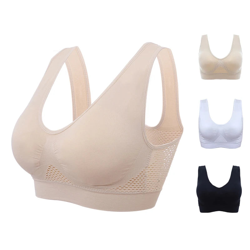 Breathable Women's Tops Hollow Out Sports Bras Gym Running Fitness Yoga Bra Sportswear Padded Push Up Sports Tops [UND]