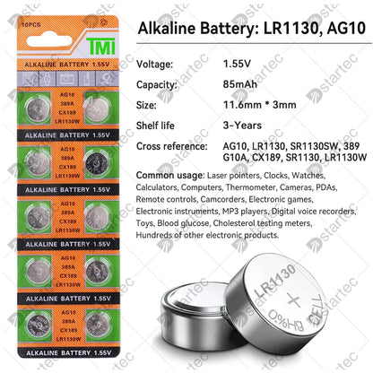 10PCS-50PCS 1.55V AG10 LR1130 SR54 389 189 SR1130 D189 LR54 Button Batteries G10A SR1130SW Cell Coin Watch Toys Remote Battery [BAT]