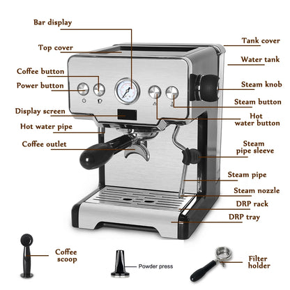 ITOP 15 Bar Italian Semi-Automatic Coffee Maker Cappuccino Milk Bubble Maker Espresso Coffee Machine for Home Latte IT-CRM3605 [HAP]