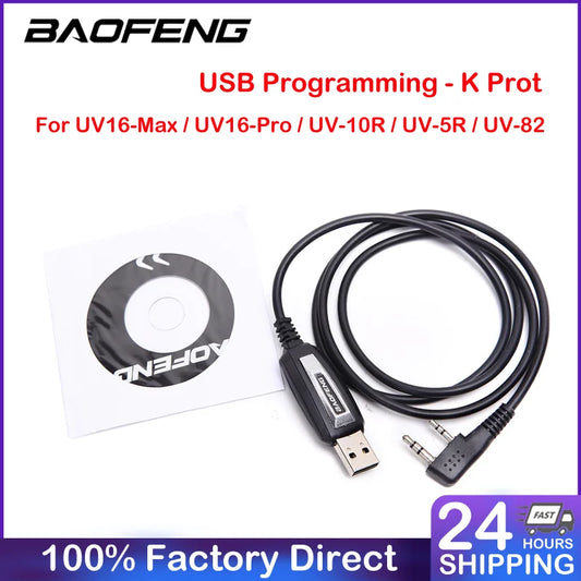 Baofeng USB Programming Cable For Two Way Radio UV-5R UV-10R UV-82 GT-3TP UV16-Max BF-888S RT-5R Walkie Talkie USB Program Cable [TEL]