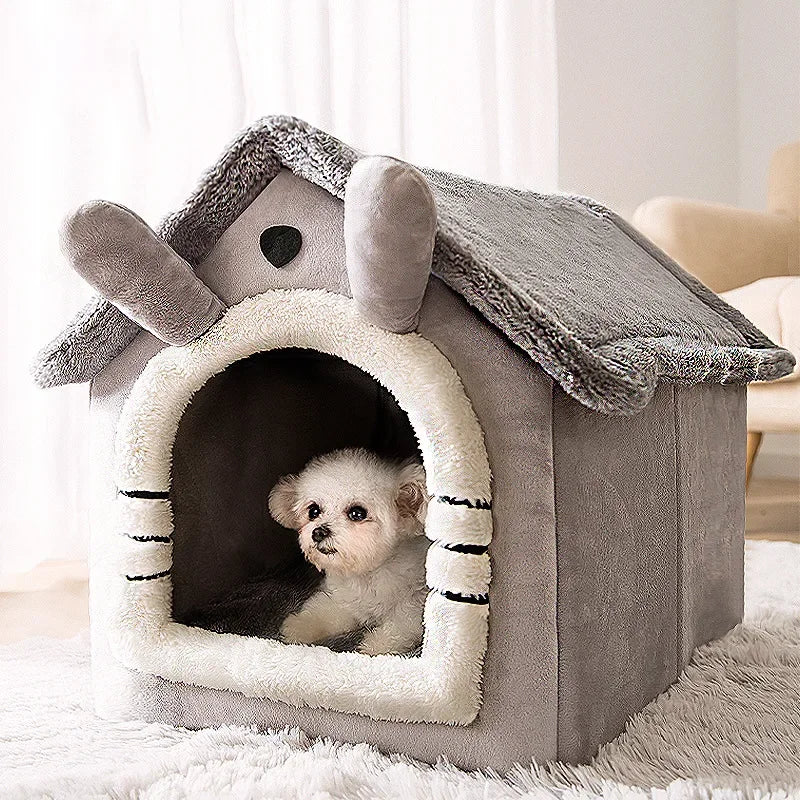 Foldable Dog House Kennel Bed Mat For Small Medium Dogs Cats Winter Warm Cat Bed Nest Pet Products Basket Pets Puppy Cave Sofa [PET]