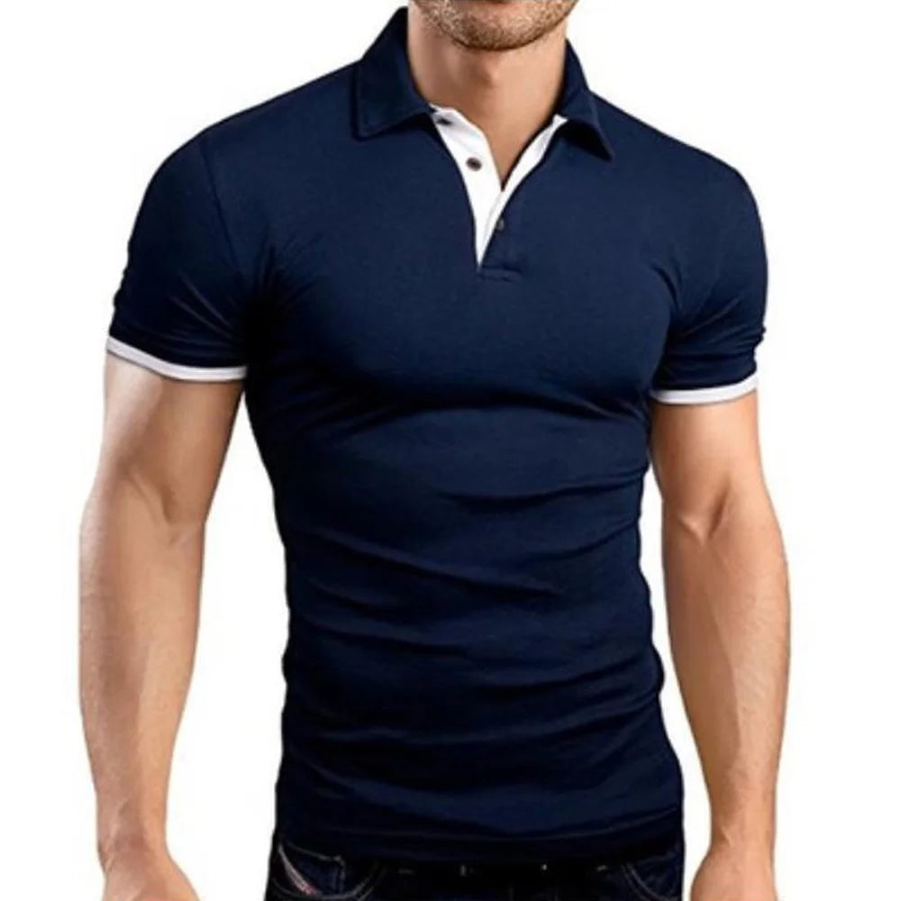 Covrlge Polo Shirt Men Summer Stritching Men's Shorts Sleeve Polo Business Clothes Luxury Men Tee Shirt Brand Polos MTP129 [MEN]