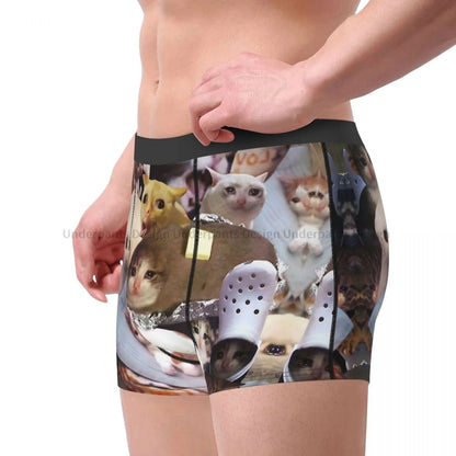 Crying Cat Memes Underpants Homme Panties Male Underwear Print Shorts Boxer Briefs [GRM] [UND]