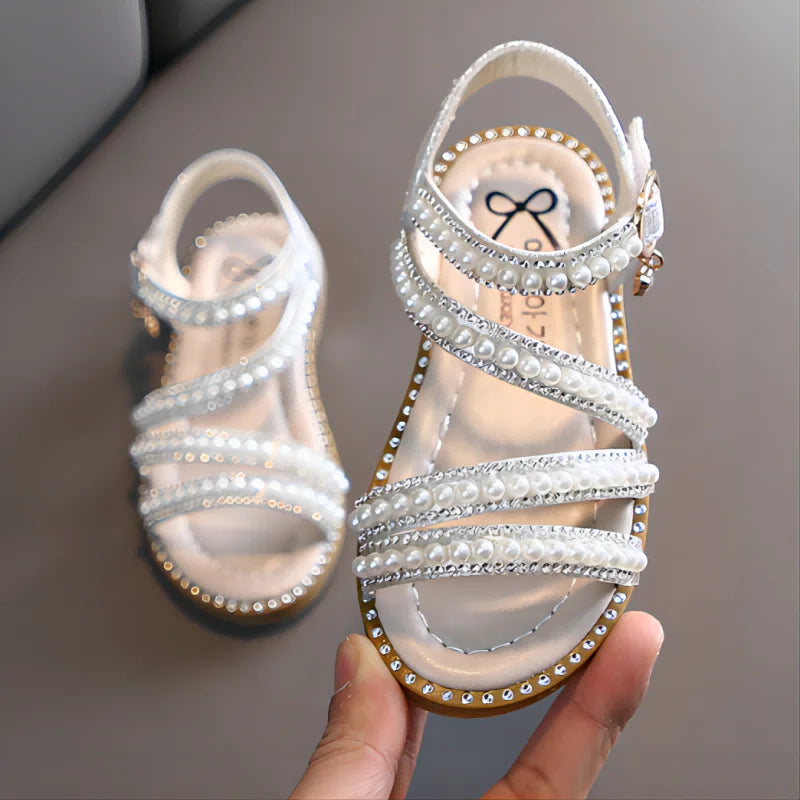 Girl Sandals Summer Fashion Kids Baby Girls Bling Rhinestone Princess Single Sandals For Little Big Girl's Shoes [SHO]