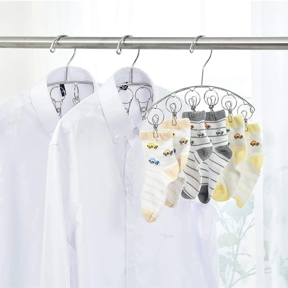 Clothes Drying Hanger with 32 Clips / 8 Clips Socks Underwear Drying Folding Laundry Hanging Rack [SOX]