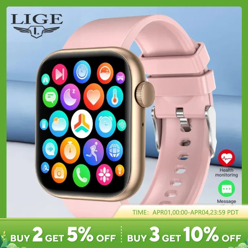 LIGE Smart Watch For Women Full Touch Screen Bluetooth Call Waterproof Watches Sport Fitness Tracker Smartwatch Lady Reloj Mujer [SWH]