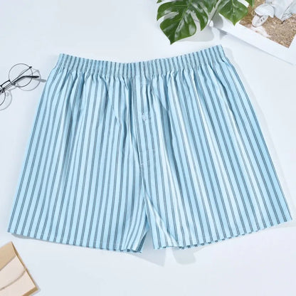 Men's Underwear Boxers Shorts Casual Cotton Sleep Underpants Homewear Men Arrow Panties Striped Plaid Loose Comfortable Underwear [GRM] [UND]