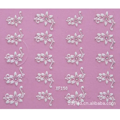 Waterproof Water Transfer Nails Art Sticker Fshion 3D Flower Design Girl And Women Manicure Tools Nail Decoration Decals XF150 [BEU]