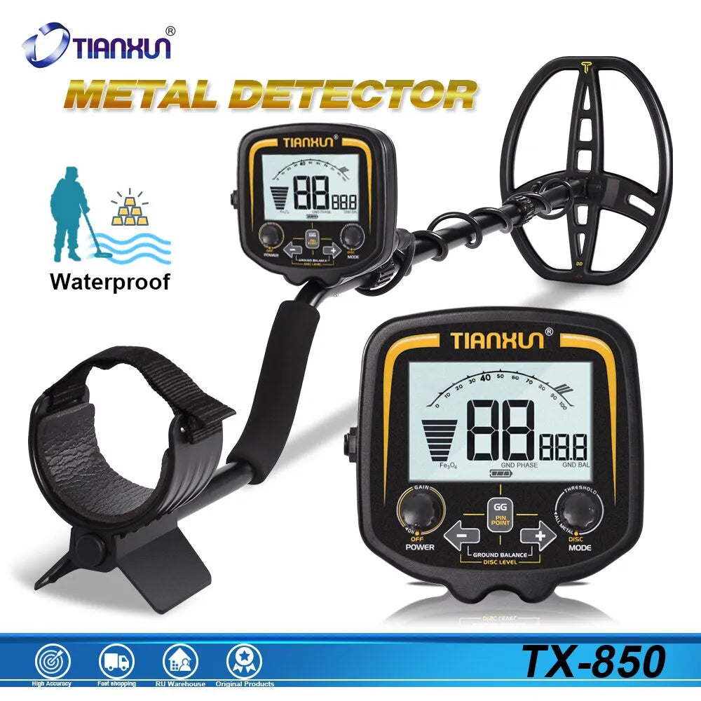 TX-850 Metal Detector Underground Professional Depth 2.5m Scanner Search Finder Gold Detector Treasure Hunter Pinpointer 11inch [MTL]