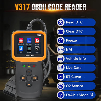 V317 OBD2 Car Diagnostic Scan Tool Automotive ODB 2 Code Reader Live Data Scanner Auto Tools Check Engine System PK ELM 327 V1.5 [CAR]