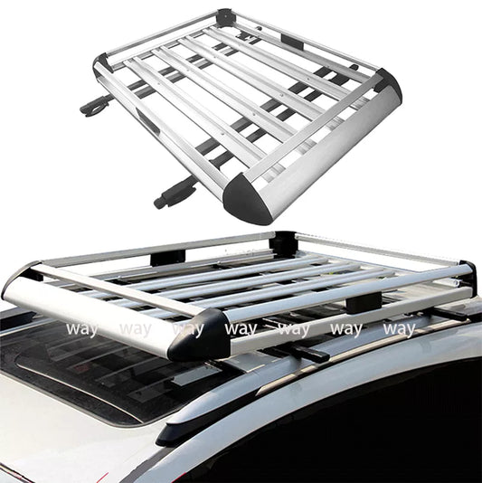 Silver Black Universal Car Roof Rack Cargo Aluminum Alloy Top Carrier Luggage Basket with Bars For SUV -Single Deck 127*90 cm [CAR]