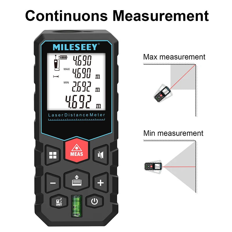 MILESEEY Laser Distance Meter X5 60M High Precision Laser Tape Measure, Multiple Measurement Electronic Ruler,3-10 Days Delivery [MTR]