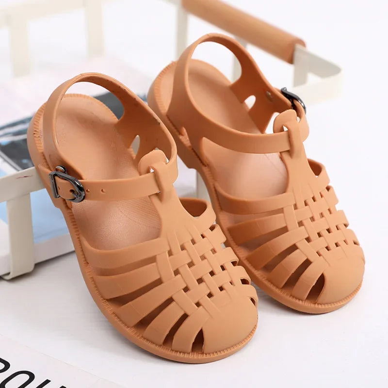 Summer Children Sandals Baby Girls Toddler Soft Non-slip Princess Shoes Kids Candy Jelly Beach Shoes Boys Casual Roman Slippers [SHO]