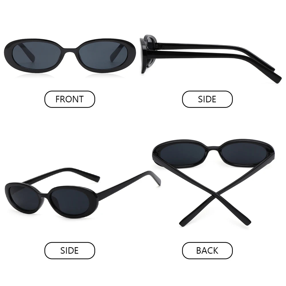 Retro Small Oval Frame Sunglasses Women Fashion Black Cow Color Sun Glasses Fashion Shades Polarized Eyewear UV400 [CYC]