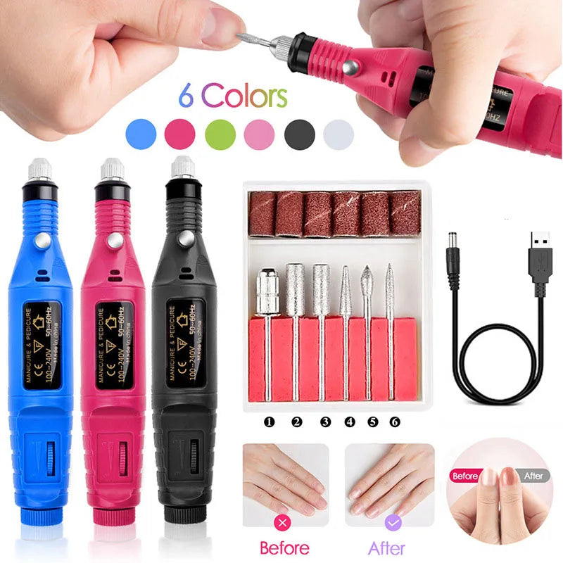 LULAA High Quality Nail Drill Machine Set Electric Nail Sander Gel Polish Remover Tools Driller Manicure Nail Accessories [BEU]