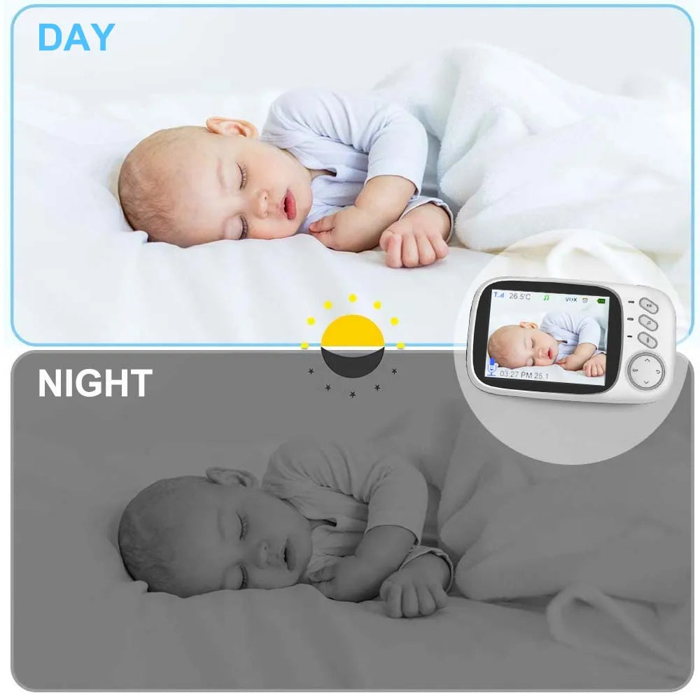 3.5'' Video Baby Monitor 2.4G Mother Kids Two-way Audio Night Vision Video Surveillance Cameras With Temperature display Screen [ELE]