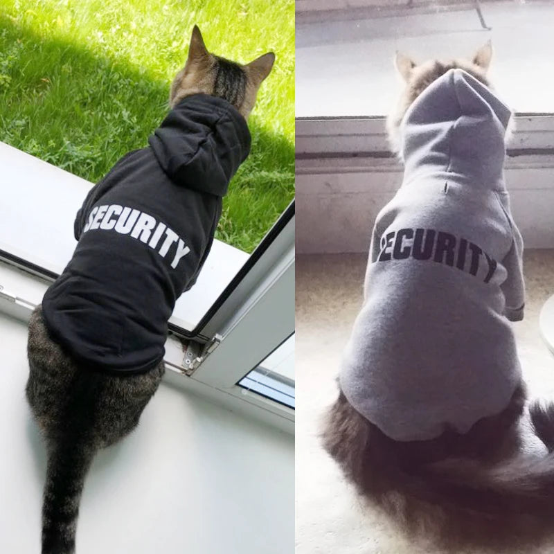 Security Cat Clothes Pet Cat Coats Jacket Hoodies For Cats Outfit Warm Pet Clothing Rabbit Animals Pet Costume For Small Dogs [PET]