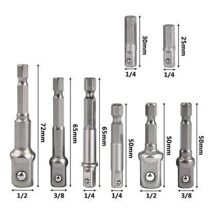 Drill Socket Adapter 1/4'' Hex Shank Extension for Impact Driver 1/2'' 3/8'' 1/2'' Square Head Drill Bit Adapter Set Hand Tools [HTO]