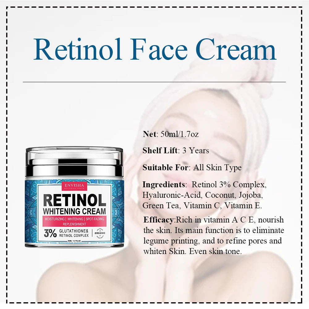 ENVISHA Neck Retinol Face Cream Vitamin Collagen Whitening Anti-Wrinkle Aging Moisturizer Skin Care Hyaluronic Acid Whitening [SKC]