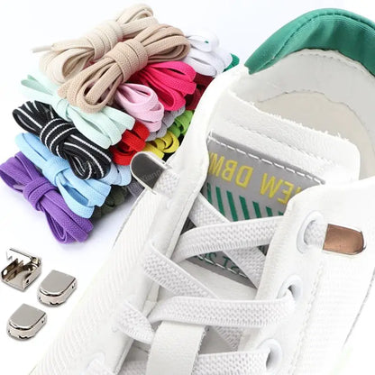 No tie Shoe laces Elastic laces Sneakers Flat Shoelaces without ties Quick Shoelace for Shoes Kids Adult One Size fits All Shoes [SHO]