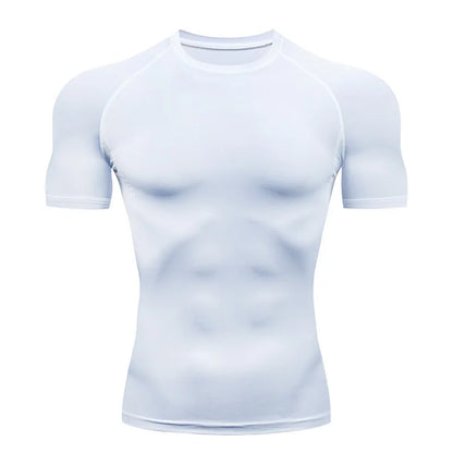 Men Compression Running T Shirt Fitness Tight Short Sleeve Tshirt Training Jogging Shirts Gym Sportswear Quick Dry Rashgard [TSH]